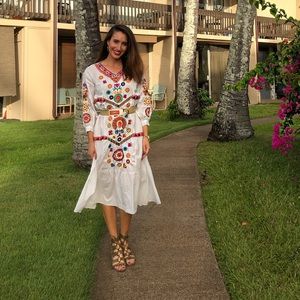 Bohemian embroidered maxi dress